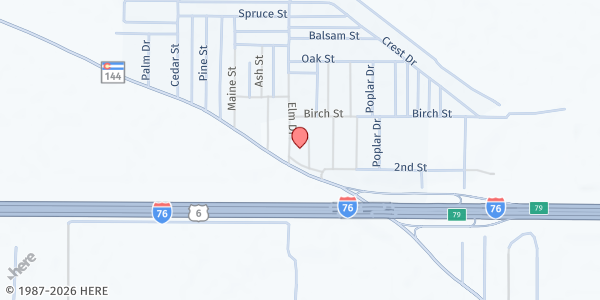 Map showing Kids At Their Best- Log Lane at 17131 N Frontage Rd, Fort Morgan, CO