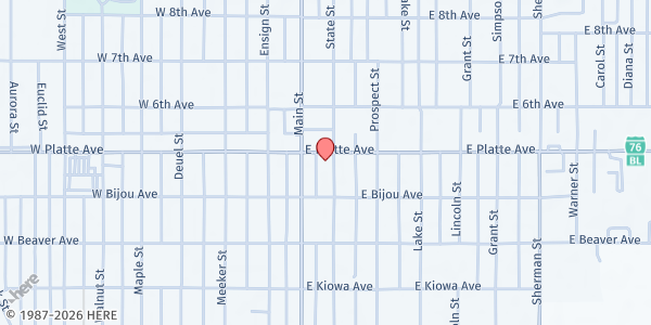 Map showing Rising Up at 527 State St, Fort Morgan, CO