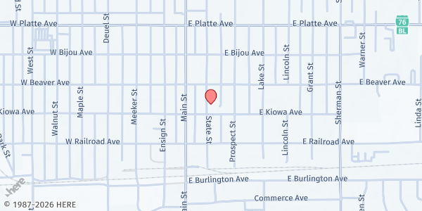 Map showing Roaring Ministries at 114 East 7h AVE, Fort Morgan, CO