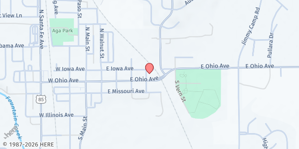 Map showing Connections 4 Life Center at 501 E Iowa Ave, Fountain, CO