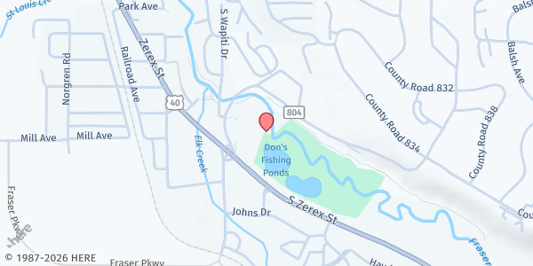 Map showing Changes Thrift Store and Fraser Food Pantry at 45 Co Rd 804, Fraser, CO