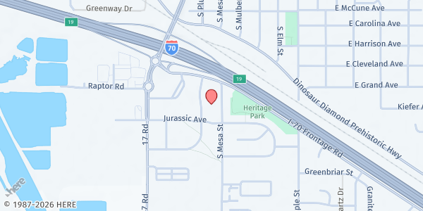 Map showing Canyon West Worship Center at 456 Kokopelli Dr # G, Fruita, CO