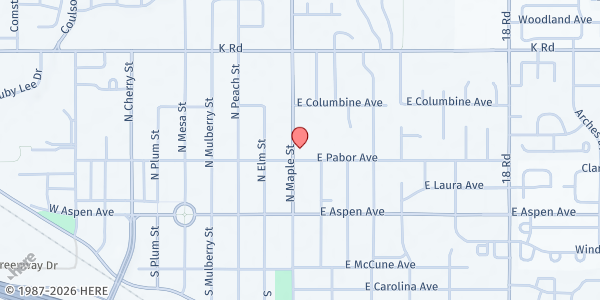 Map showing Fruita Christian Church at 208 N Maple St, Fruita, CO