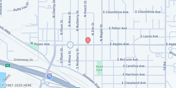 Map showing Fruita Community Development at 325 E Aspen Ave, Fruita, CO