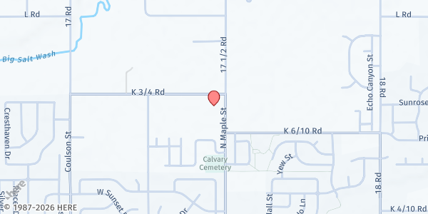 Map showing Monument View Bible Church at 1173 17 1/2 Rd, Fruita, CO