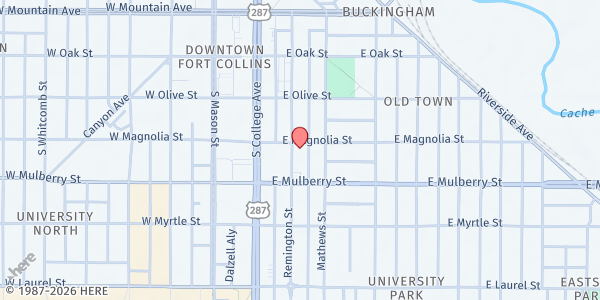 Map showing Northern CO Health Network (NCAP) - Ft Collins at 400 Remington St #100, Ft Collins, CO