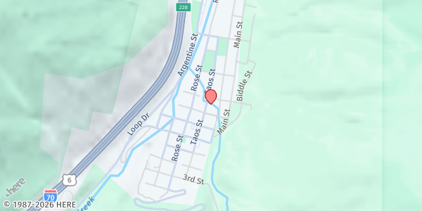 Map showing First Presbyterian Church of Georgetown Colorado at 812 Taos St, Georgetown, CO