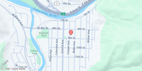 Map showing First United Methodist Church Glenwood at 824 Cooper Ave., Glenwood Springs, CO