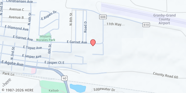 Map showing Granby Baptist Church at 1000 E Garnet Ave, Granby, CO