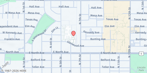 Map showing Food Bank of the Rockies Mobile Pantry - Grand Junction High School at 1400 N 5th St, Grand Junction, CO