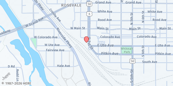 Map showing Grand Valley Catholic Outreach at 245 S 1st St, Grand Junction, CO