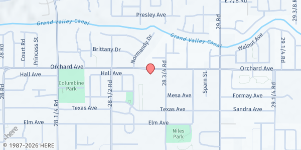 Map showing Junction Community Church at 2867 Orchard Ave, Grand Junction, CO