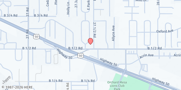 Map showing Trinity Baptist Church at 2748 B 1/2 Rd, Grand Junction, CO