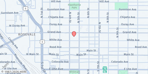 Map showing United Way of Mesa County at 422 White Ave # 337, Grand Junction, CO