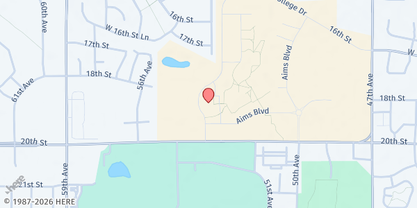 Map showing Aims Arty's Pantry at 5401 West 20th St, Greeley, CO