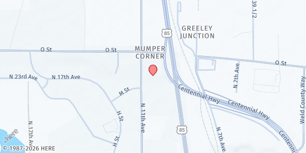 Map showing Catholic Charities Guadalupe at 1442 N 11th Ave, Greeley, CO