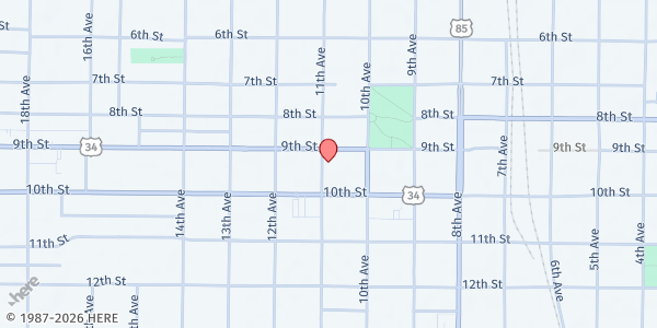Map showing Community Outreach Center at 1100 11th Ave., Greeley, CO