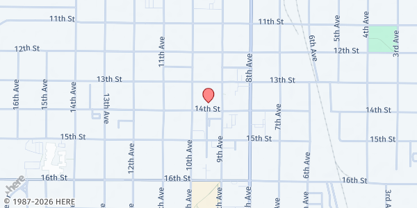 Map showing Cornerstone Community Church at 1321 9th Ave., Greeley, CO