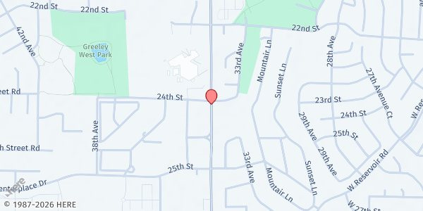Map showing Family of Christ Presbyterian Church at 2410 35th Ave., Greeley, CO