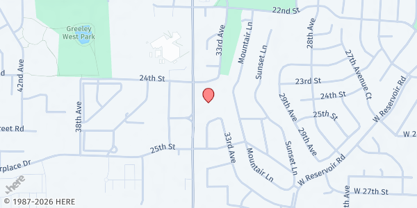 Map showing Family of Christ Presbyterian at 2410 35th Ave, Greeley, CO