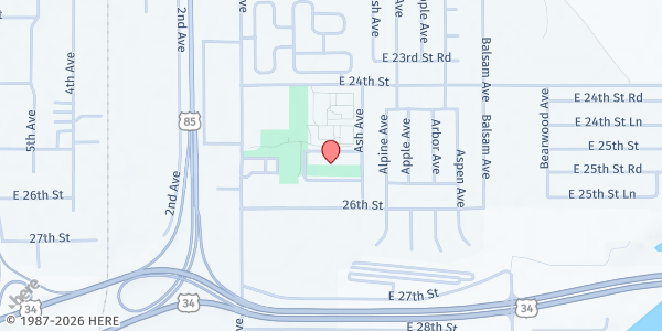 Map showing Farm Labor Housing at 2501 Ash Ave # 36, Greeley, CO