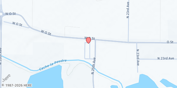 Map showing House of Hope and Refuge at 1527 N. 25th Ave., Greeley, CO