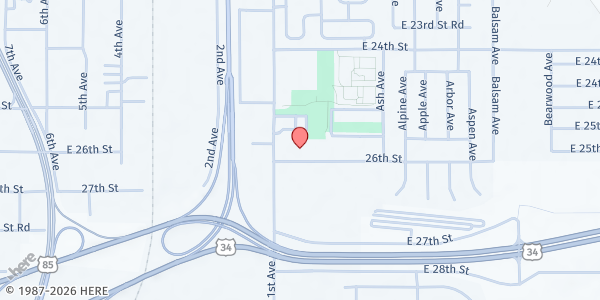 Map showing Salida Del Sol at 111 E 26th Street, Greeley, CO