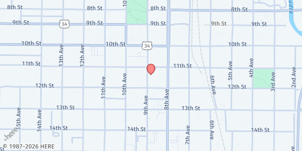 Map showing St. Peter's Catholic Church at 1112 9th Ave, Greeley, CO