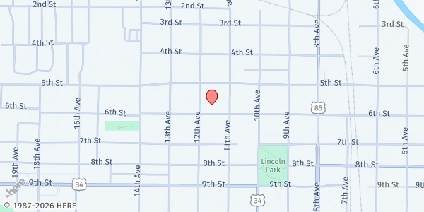 Map showing The Salvation Army - Greeley at 1119 6th St, Greeley, CO