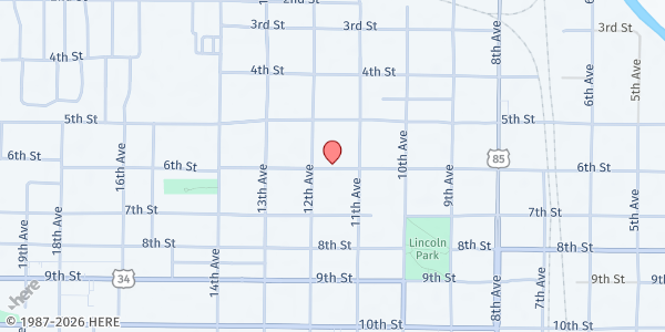 Map showing The Salvation Army - Greeley at 1119 6th St, Greeley, CO