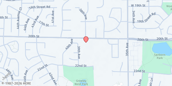 Map showing Trinity Episcopal Church at 3800 W. 20th St., Greeley, CO