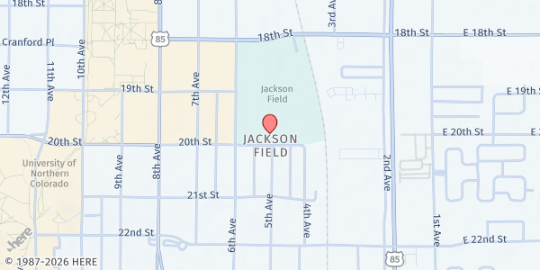 Map showing UNC Bear Pantry at 501 W 20th St, Greeley, CO