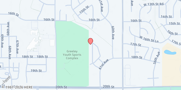 Map showing Volunteers of America - Greeley Office at 1703 61st Ave STE 103, Greeley, CO