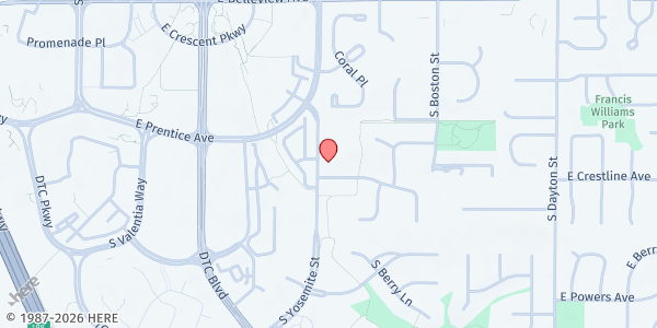 Map showing Covenant Cupboard Yosemite at 5400 S. Yosemite St., Greenwood Village, CO