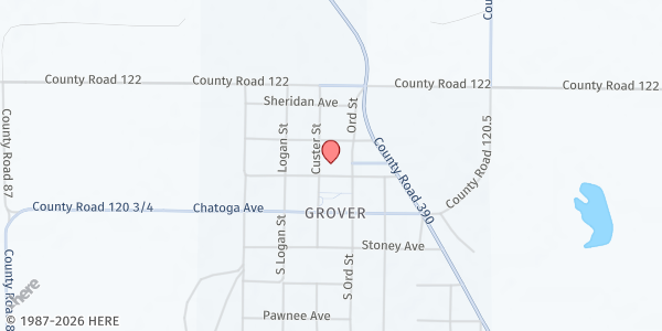 Map showing Friendship Alliance Church at 305 Cheyenne Ave, Grover, CO