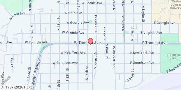 Map showing Gunnison Country Food Pantry at 114 S 14th St, Gunnison, CO