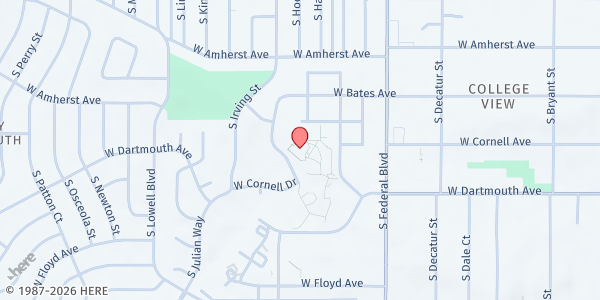 Map showing Commun - Harvey Park South at 3040 South Loretto Way, Harvey Park South, CO
