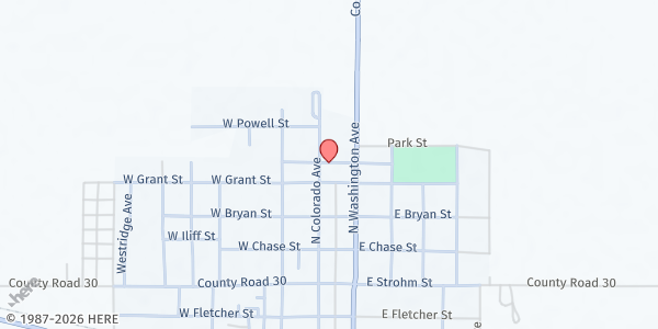 Map showing Haxtun Community Center at 124 E Wilson St, Haxtun, CO