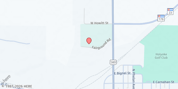 Map showing Phillips County Event Center and Fairgrounds at 22505 US Highway 385, Haxtun, CO