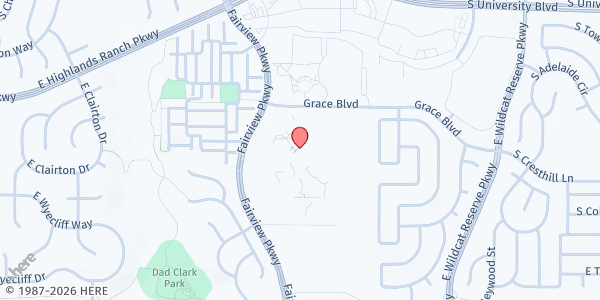 Map showing Manna Care Food Pantry at 3900 Grace Blvd, Highlands Ranch, CO