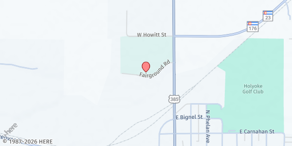 Map showing FBR Mobile Pantry - Phillips County Event Center at 22505 US-385, Holyoke, CO