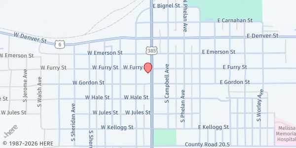 Map showing First Christian Church at 310 S Interocean Ave, Holyoke, CO