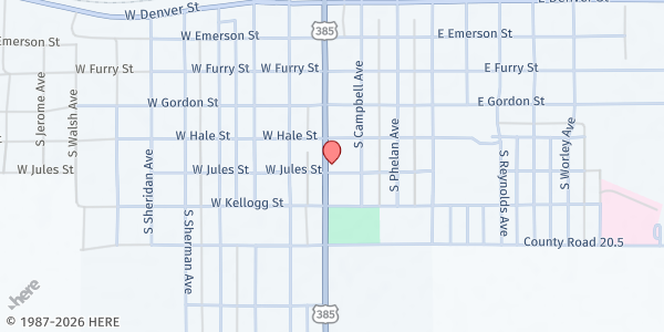 Map showing St Patrick Catholic Church at 519 S Interocean Ave, Holyoke, CO