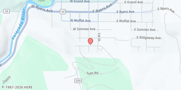Map showing Mountain Family Center - Hot Sulpher Springs at 612 Hemlock St., Hot Sulphur Springs, CO