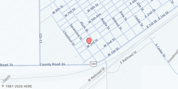 Map showing St Anthony of Padua Catholic Church at 606 W 3rd St, Julesburg, CO