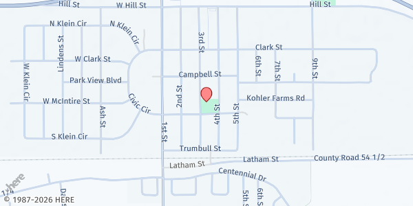 Map showing Kersey Community Church at 26221 CR 53, Kersey, CO