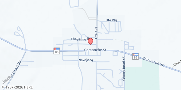 Map showing Homebound Delivery - Elbert Service Area at Kiowa, Kiowa, CO