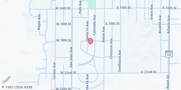 Map showing Otero College at 1802 Colorado Ave, La Junta, CO