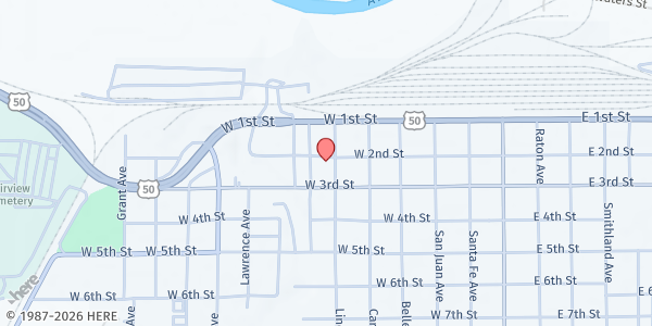Map showing Our Lady of Guadalupe & St Patrick Catholic Church at 202 Lincoln Ave, La Junta, CO