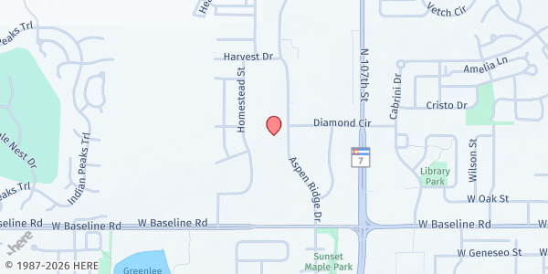 Map showing Sister Carmen at 655 Aspen Ridge Dr, Lafayette, CO